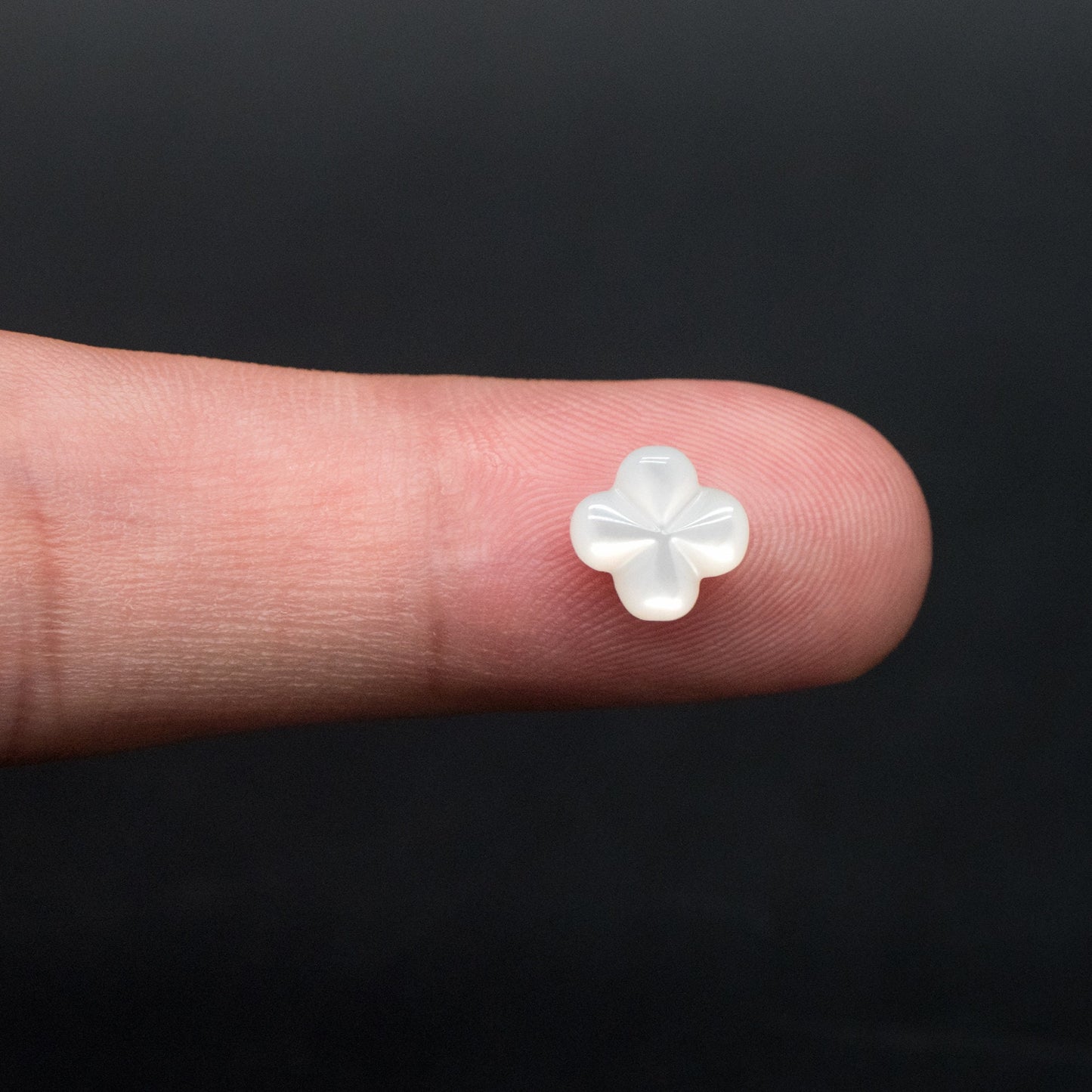 10pcs White Mother of Pearl 3D Shell Flower Beads 8mm (#V1429)