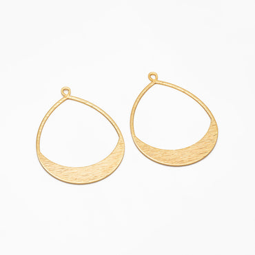 10pcs Gold Brushed Teardrop Pendants, Geometric Link Charms 49x36mm (GB-3817-H)