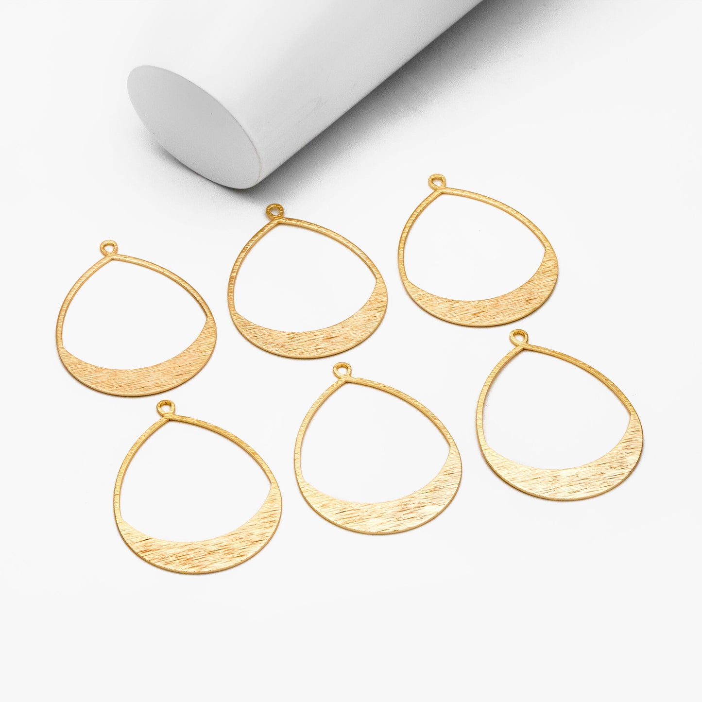 10pcs Gold Brushed Teardrop Pendants, Geometric Link Charms 49x36mm (GB-3817-H)