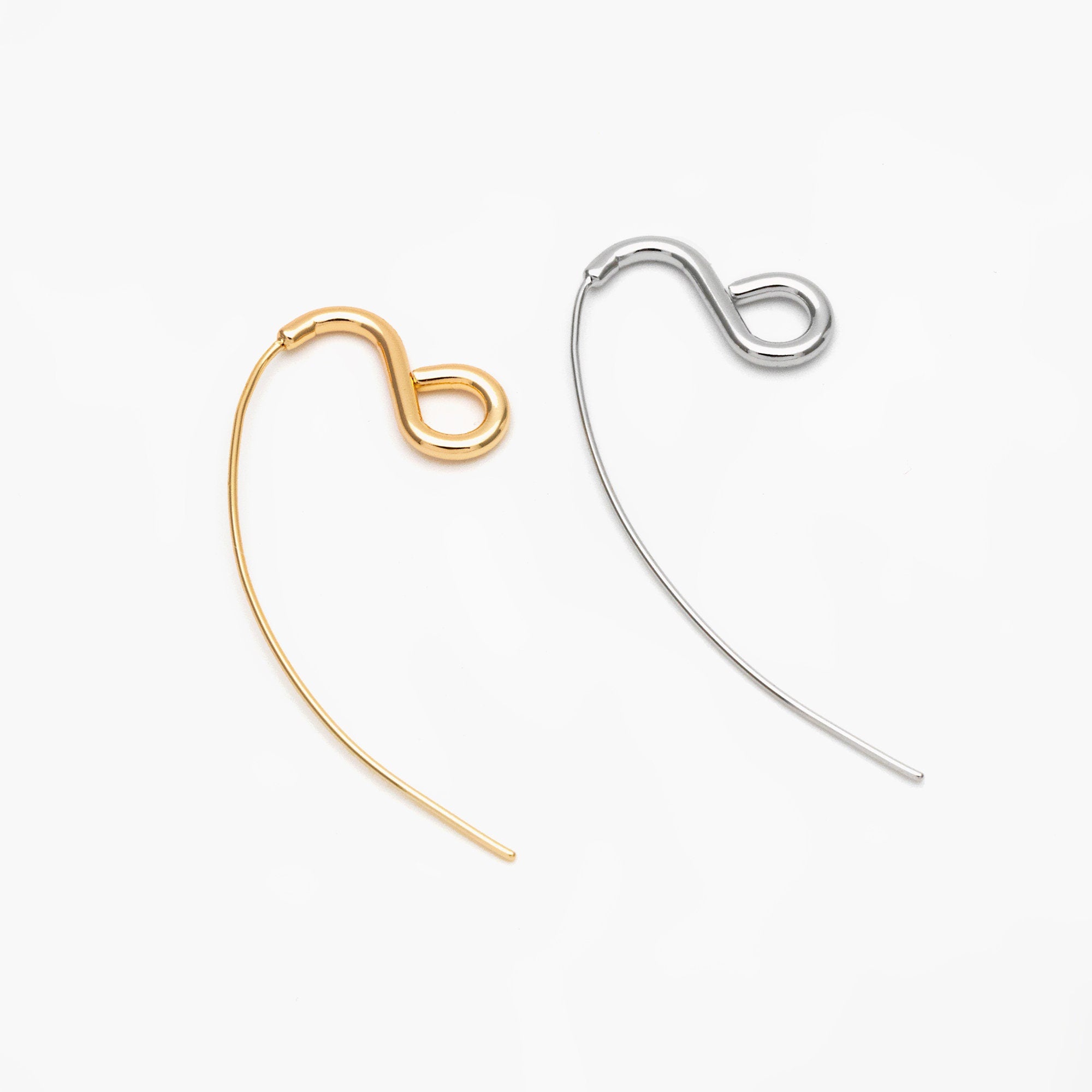 10pcs Gold/ Rhodium plated Brass Ear Hooks 38X13mm, Simple Earwires Earring Components (GB-3844)