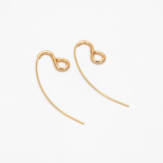 10pcs Gold/ Rhodium plated Brass Ear Hooks 38X13mm, Simple Earwires Earring Components (GB-3844)