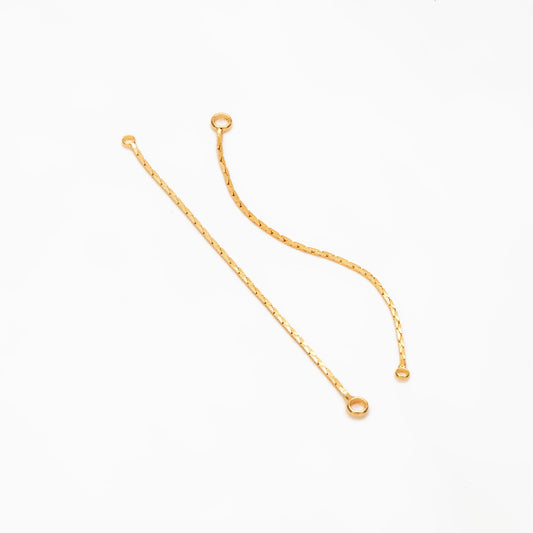 10pcs Gold/ Silver Chain Charm with 2 Loops, Gold/ Rhodium plated Brass Earring Chain Connectors, Chain Earring Findings (GB-244-#D)