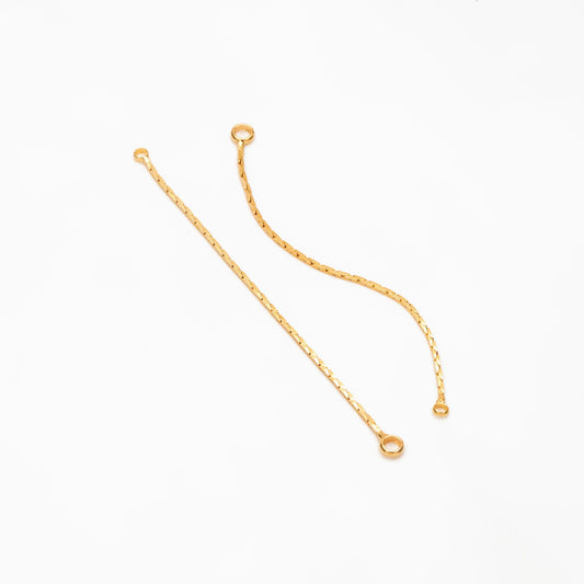 10pcs Gold/ Silver Chain Charm with 2 Loops, Gold/ Rhodium plated Brass Earring Chain Connectors, Chain Earring Findings (GB-244-#D)