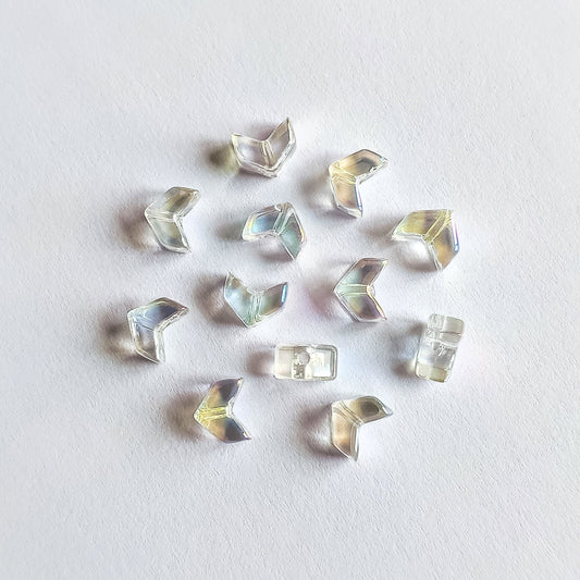 20pcs Crystal Arrows Beads 8mm, Glass Arrows Charm Pendants, Sparkly Transparent Clear AB (TS-132)