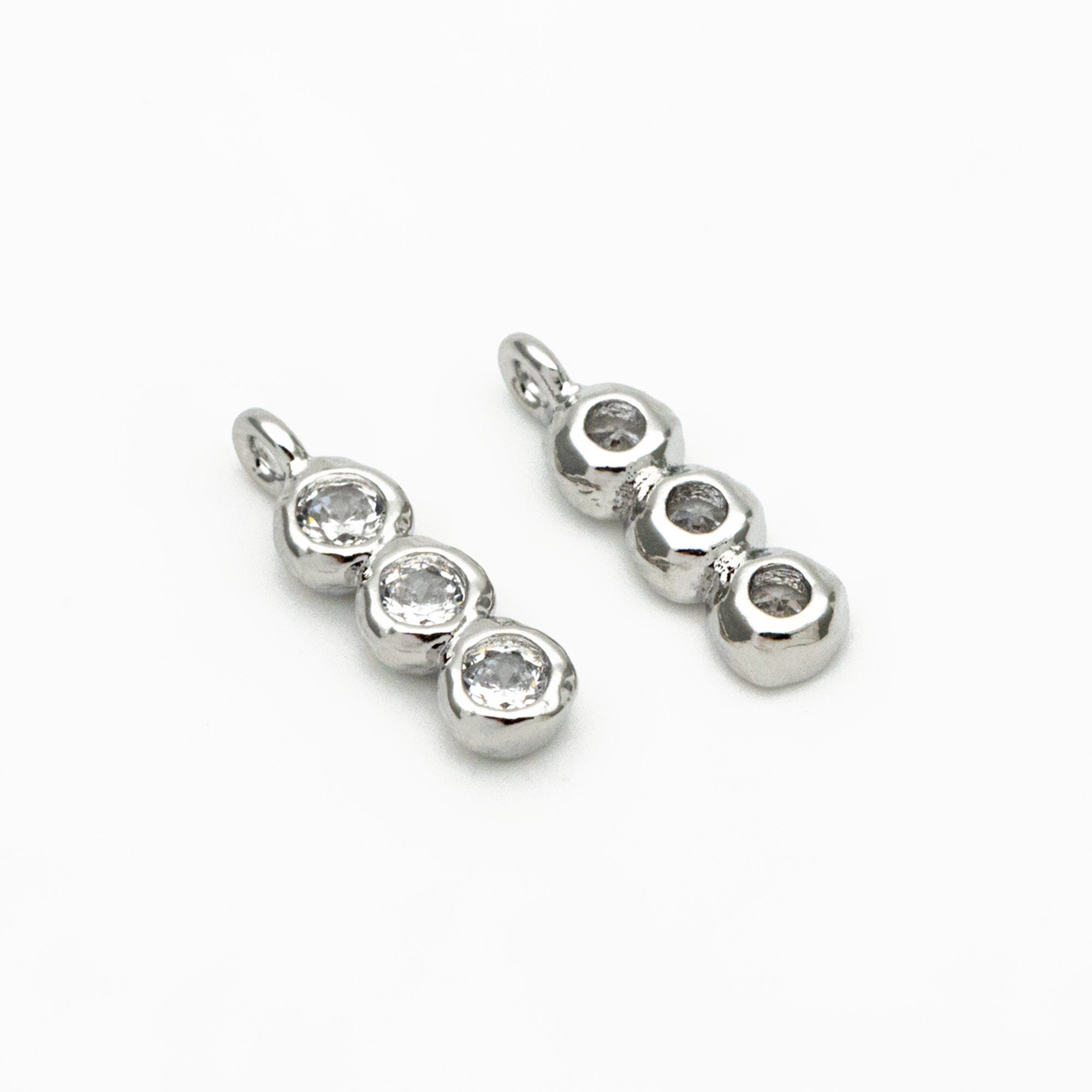 10pcs Gold/ Silver CZ pave Bar Charm, 13x4mm, Zircon Charms, White Stone Charms (GB-3897-C)