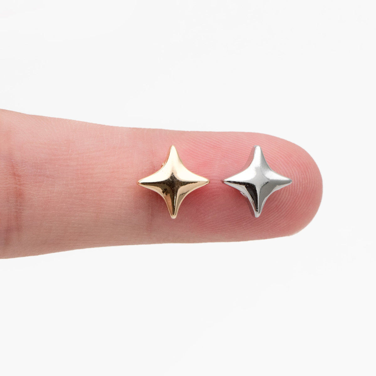 10pcs Gold/ Silver Tone Star Spacer Beads, Gold/ Rhodium plated Brass Cross Star Beads (GB-2964-F)