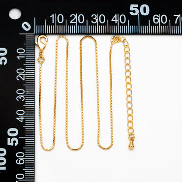 1pc Gold 0.8mm Box Chain Necklace, Finished Dainty Necklace, Ready to Wear (#LK-598)