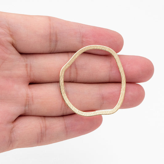 10pcs Gold Irregular Ring Charms, 18K Gold plated Brass Ring, Geometric Hoop Circle Pendants (GB-3817-N)