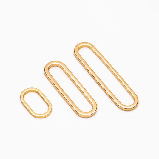 10pcs Gold/ Silver Oval Link Charms 10/20/25mm, Brass Long Oval Hoops, Geometric Hoop Circle Connector Pendants (GB-097-B)