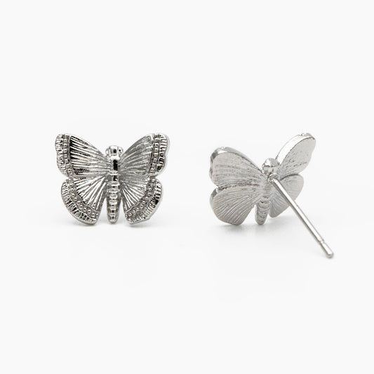 10pcs Gold/ Silver Butterfly Ear post, Gold/ Rhodium plated Brass, Dianty Butterfly Ear Studs, Jewelry Supplies (GB-3831)