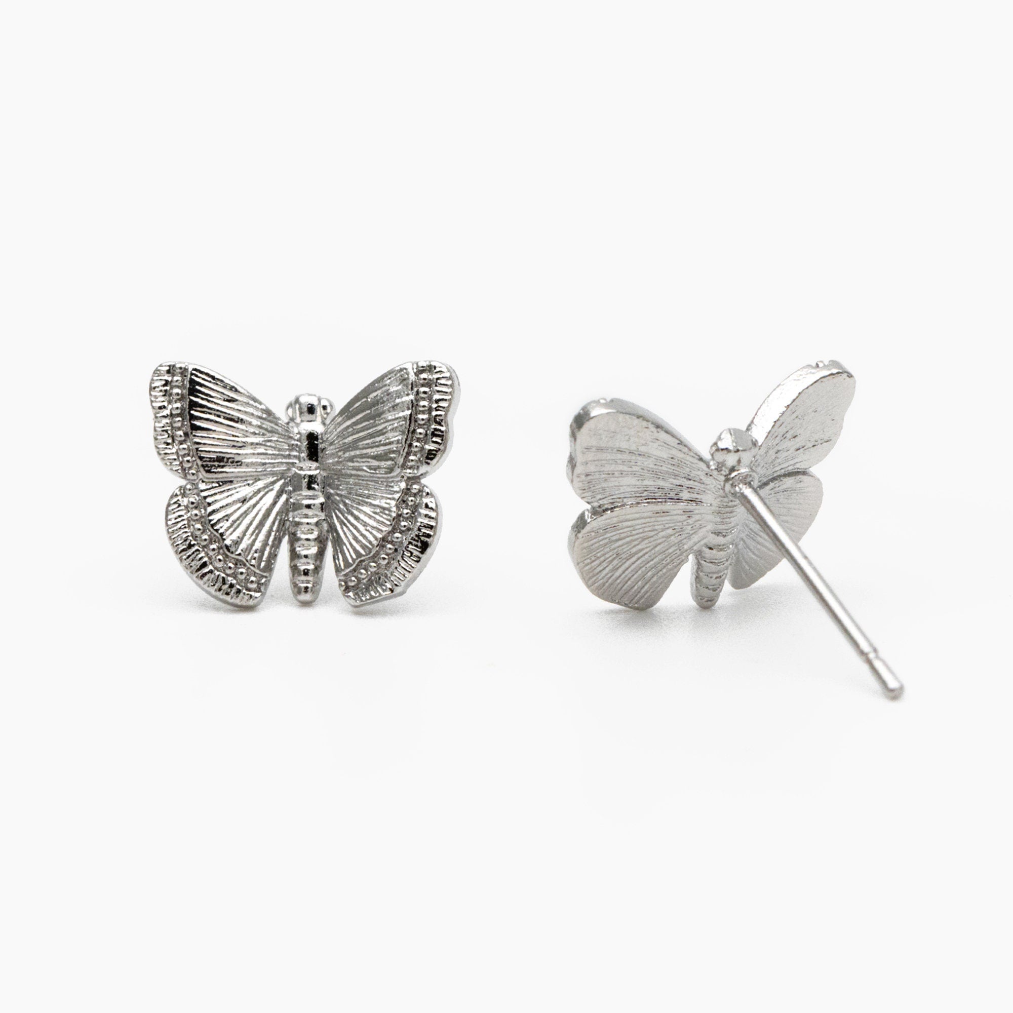10pcs Gold/ Silver Butterfly Ear post, Gold/ Rhodium plated Brass, Dianty Butterfly Ear Studs, Jewelry Supplies (GB-3831)