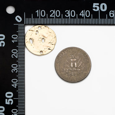 10pcs Gold Round Hammered Disc Connectors, Gold plated Brass Coin Disk Charms (GB-2977-J)