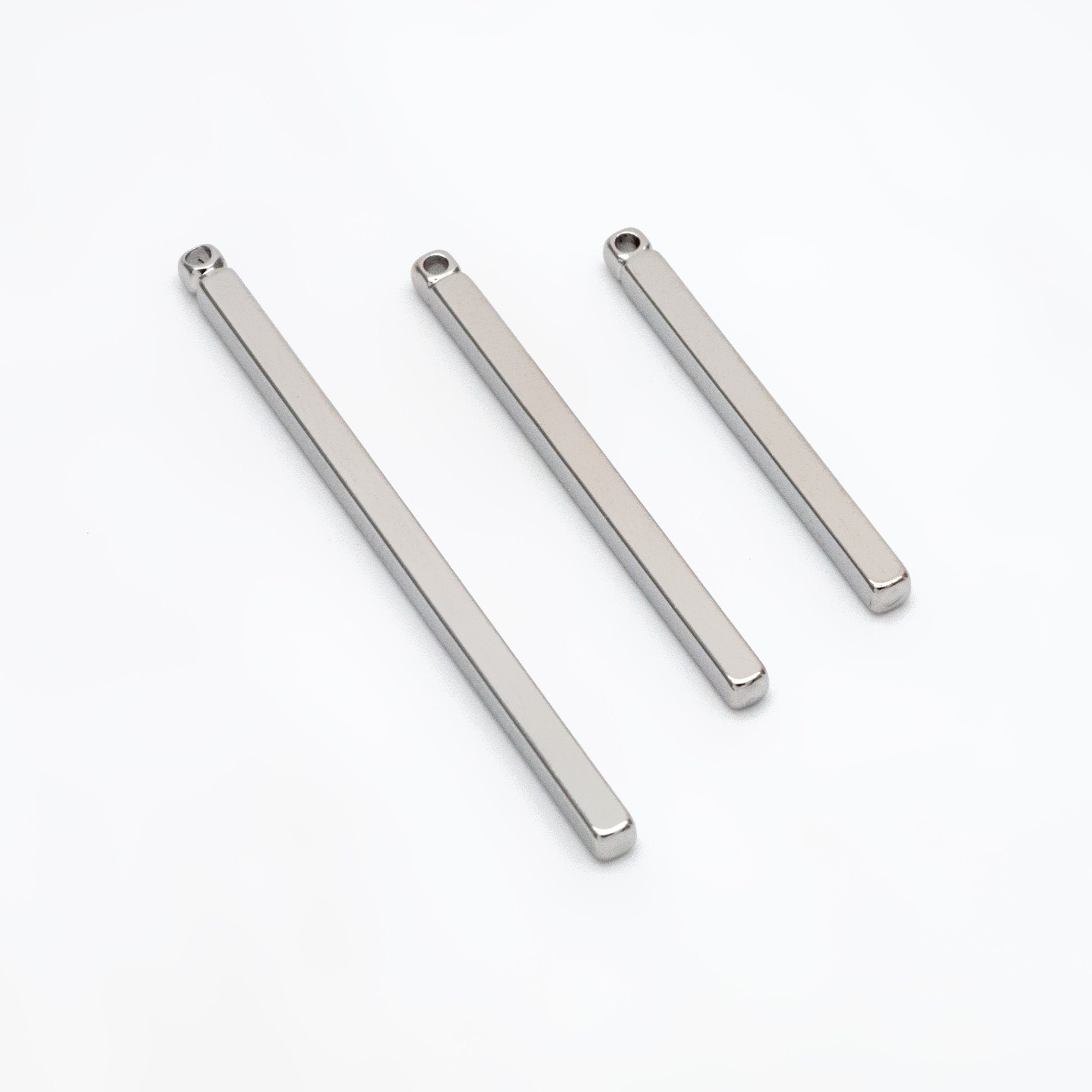 10pcs Gold/ Silver Long Bar Charms, Square bar, Real Gold/ Rhodium plated Brass, Multi Size 25/ 30/ 40mm by 2mm Thick (GB-2865)