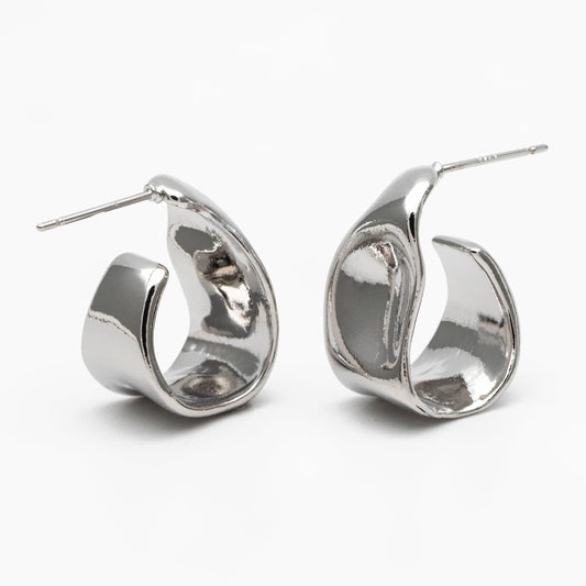 10pcs Gold/ Silver Chunky Earring, Hammered Hoops, Thick Hoop Earrings (GB-2043)