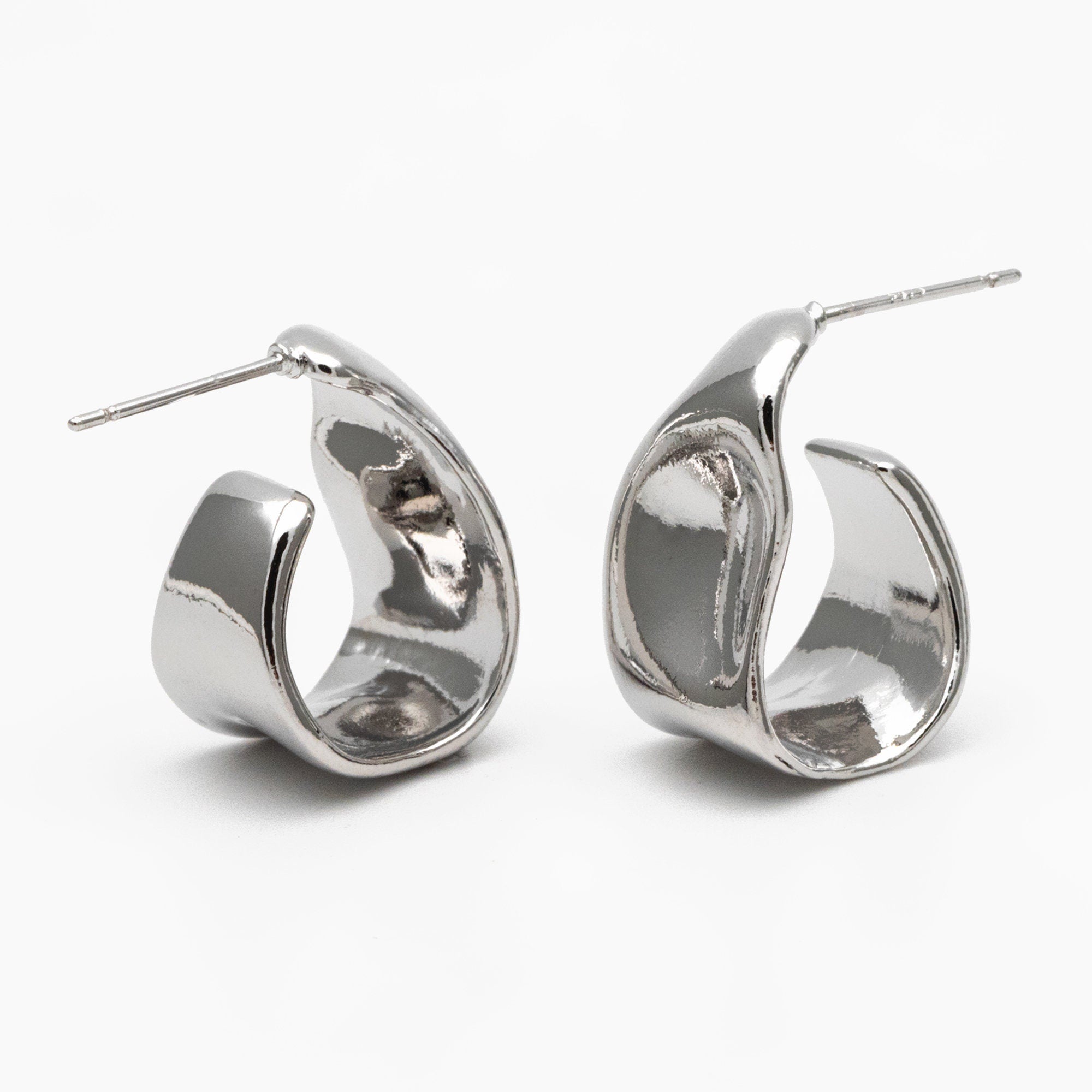 10pcs Gold/ Silver Chunky Earring, Hammered Hoops, Thick Hoop Earrings (GB-2043)