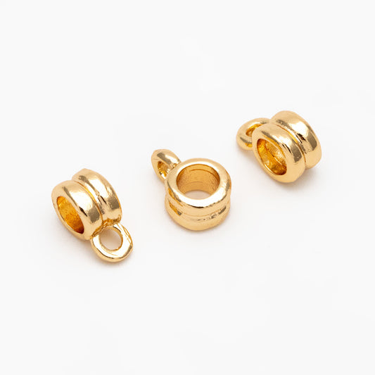 10pcs Gold/ Silver Bail Beads, Bail Charm Holder Spacer with Loop, Tube Bails, Cord Bails, Slider Bails, Spacer Ring (GB-1328-B)