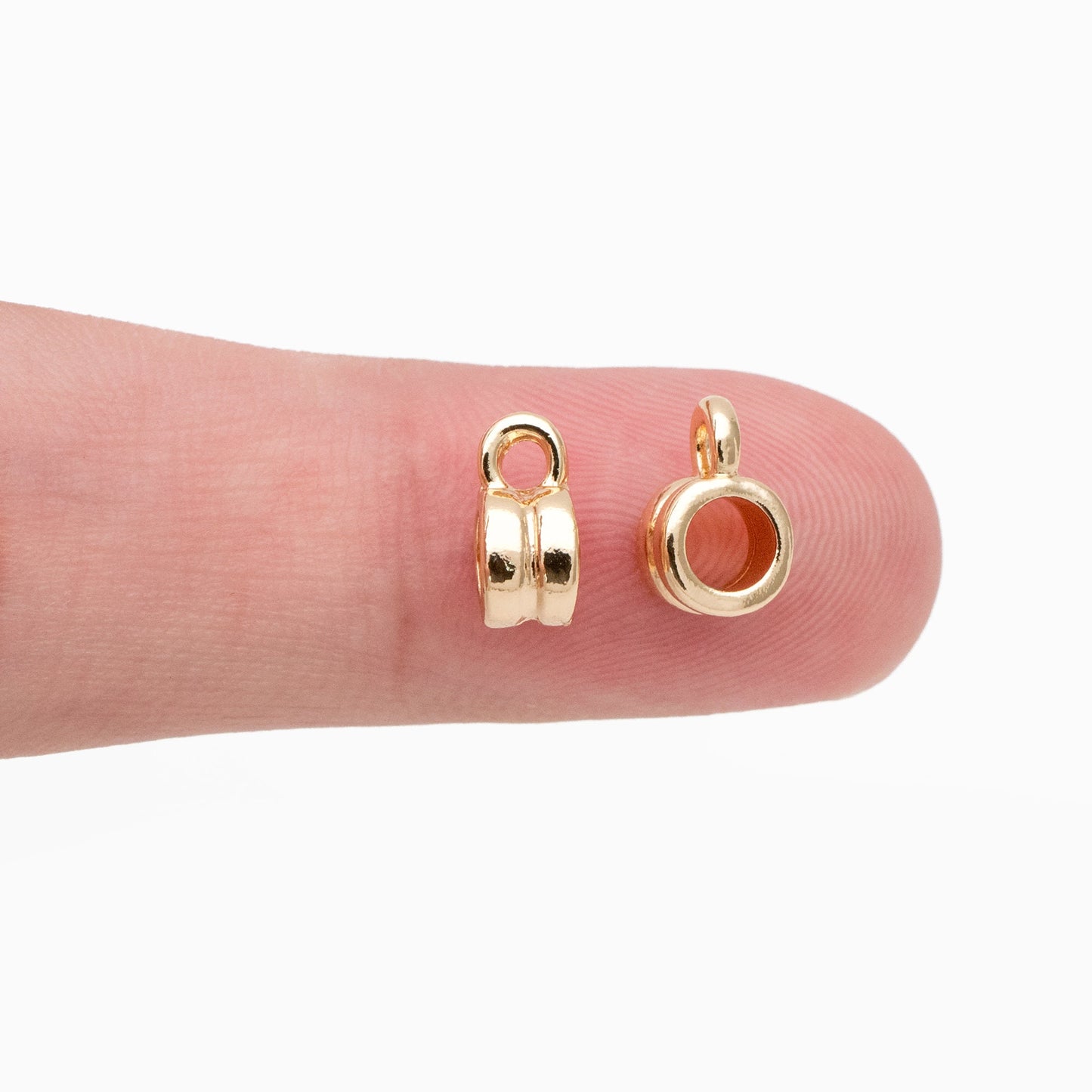 10pcs Gold/ Silver Bail Beads, Bail Charm Holder Spacer with Loop, Tube Bails, Cord Bails, Slider Bails, Spacer Ring (GB-1328-B)