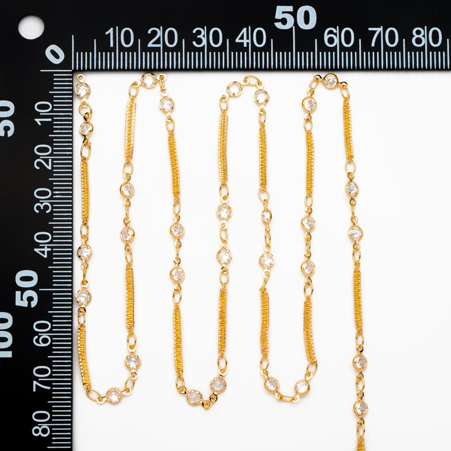 CZ Paved Gold Circle Bezel Connector Specialty Chains 2mm, 18K Gold plated Brass, DIY Necklace Chain Wholesale (#LK-593)/ 1 Meter=3.3 ft