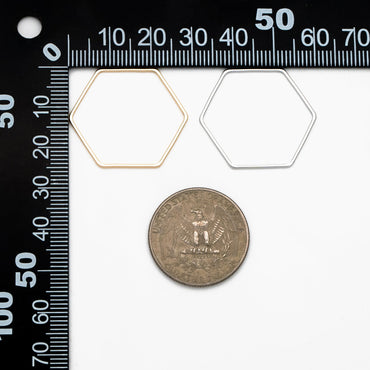 10pcs Gold/ Sliver Hexagon Wire Charms, 18K Gold/ Rhodium plated Brass, Geometric Hoop Pendants (GB-097-H)