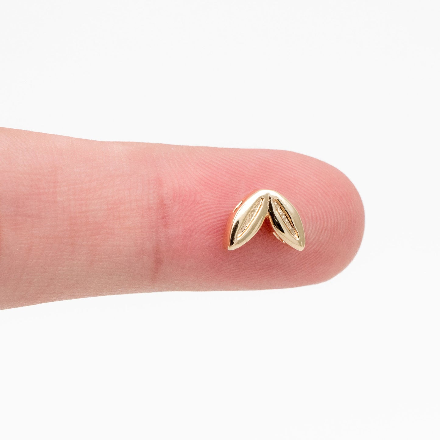 10pcs Gold Leaf Beads, Gold plated Brass Spacer Beads (GB-4093)