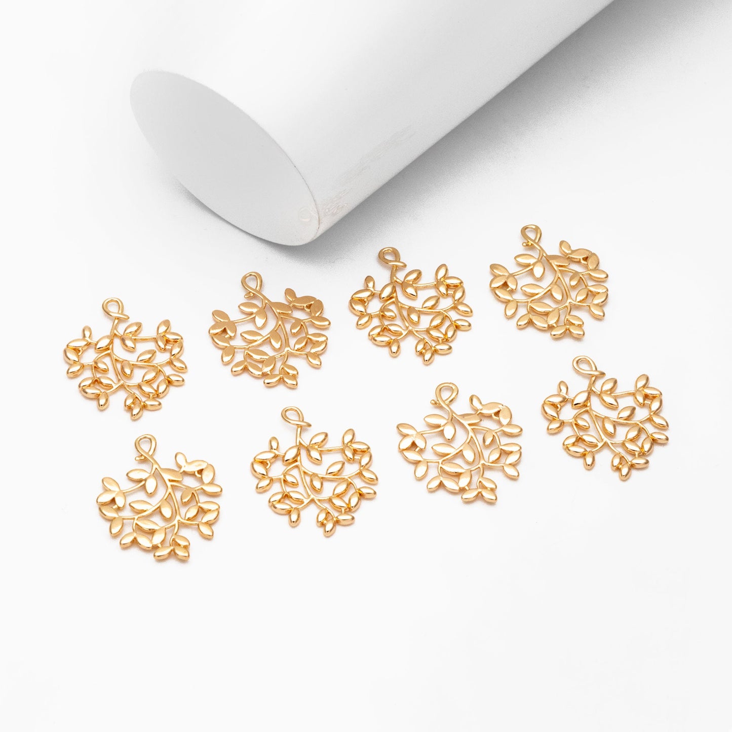 10pcs Gold Leaf Charm, Earring Findings, Jewelry Making, Diy Material, Jewelry Supplies (GB-3770-C)
