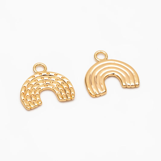 10pcs Gold/ Silver Rainbow Charms 14mm, 18K Gold/ Rhodium plated Brass Rainbow Pendants (GB-4118)