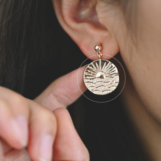 4pcs Gold Sun Disk Charms 20mm, 18K Gold plated Brass, CZ pave Sun Disc Pendants (GB-1232-K)