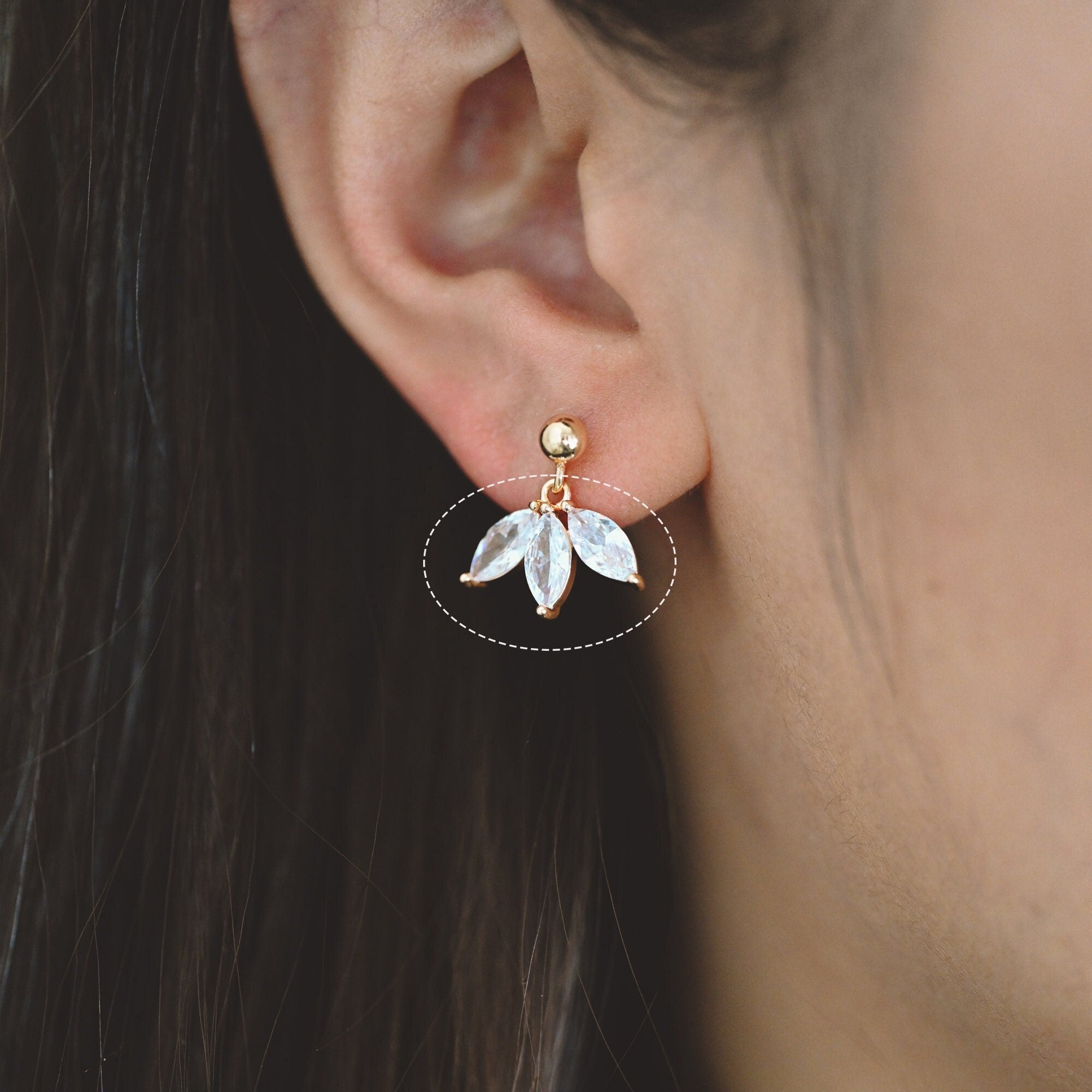 4pcs Gold CZ Paved Flower Charm 16x12mm, Real Gold plated Brass Leaf Pendants (GB-584-D)