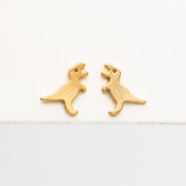 10pcs Gold/ Silver Brushed Dinosaur Earrings 8x9mm, Tiny Stud Earrings (GB-4082)