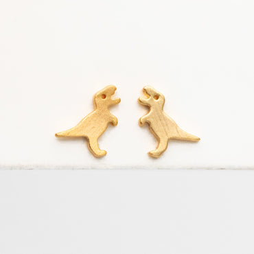 10pcs Gold/ Silver Brushed Dinosaur Earrings 8x9mm, Tiny Stud Earrings (GB-4082)