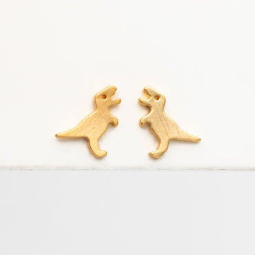 10pcs Gold/ Silver Brushed Dinosaur Earrings 8x9mm, Tiny Stud Earrings (GB-4082)