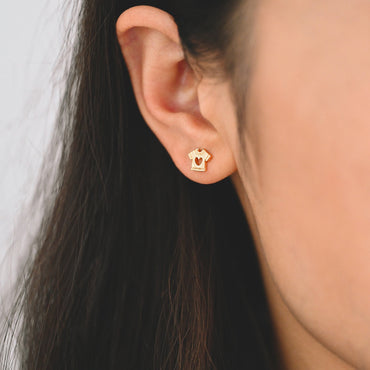 10pcs Gold Heart T-shirt/ Trousers Earrings, Gold Plated Brass Minimalist Stud Earrings (GB-3287)