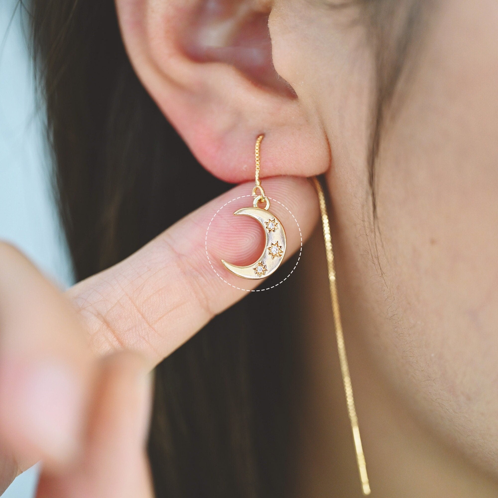 10pcs CZ paved Gold Moon Star Charms 14x10mm, 18K Gold plated Brass Moon Pendants (GB-618-H)