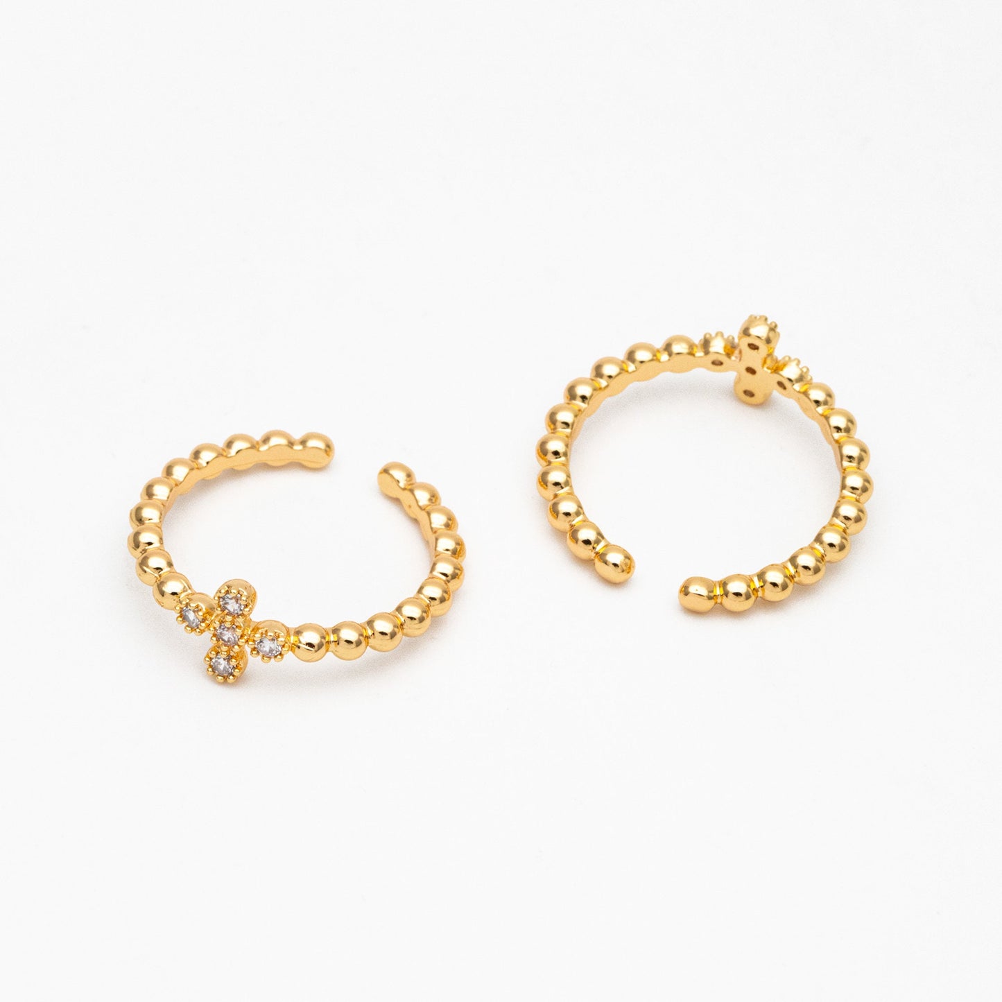 4pcs CZ Pave Gold Cross Ring, Modern Style Ring, Fashion Rings, Dainty Rings, Adjustable Ring (#JZ-015-D)
