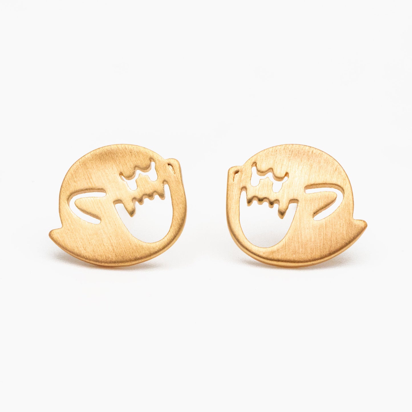 10pcs Gold Ghost Earrings 11x13mm, Gold Plated Brass Minimalist Stud Earrings (GB-3312-C)