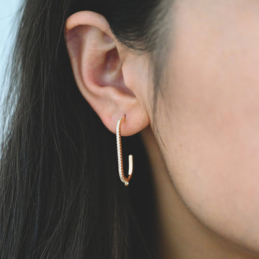 4pcs CZ pave Gold Bar Stud Earring with Loop, Gold Plated Brass Ear post Findings (GB-3233)