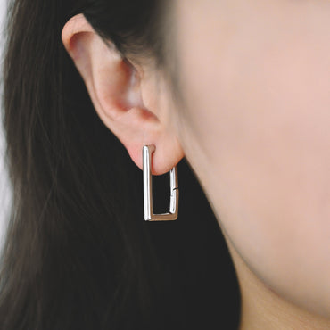 4pcs Gold/ Silver Tone Rectangle Leverback Ear Hooks 25x14mm, 18K gold/ rhodium plated on Brass, Earring Hoop Components (GB-1784)