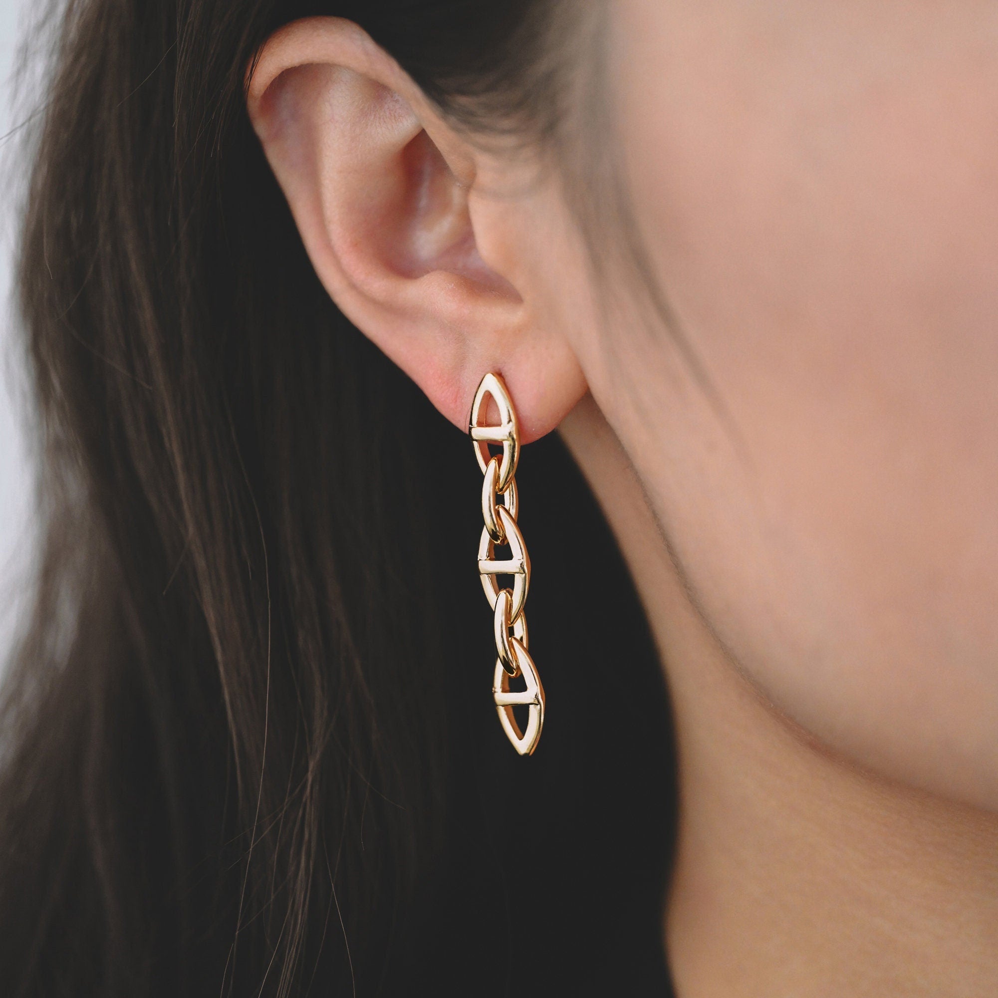 10pcs Link Earrings, Chain Studs, Chunky Chain,Long Chain Earrings, Dangling Earrings, Simple Long Earrings, Stud Chain (GB-1840)