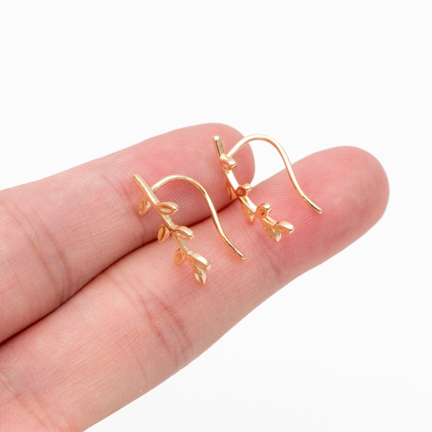 4pcs Gold Leaf Climber Earrings, 18K Gold plated Brass, Leaf Crawler Earrings (GB-4106)