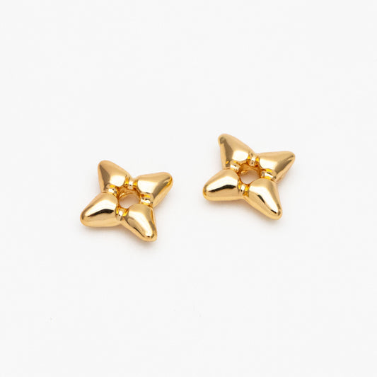 10pcs Gold/ Silver Star Spacer Beads, Gold/ Rhodium plated Brass, Cross Star Beads (GB-4121)