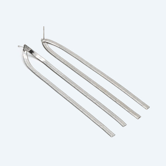 4pcs Gold/ Silver Snake Chain Earrings, Tassel Stud Earring, Dangling Earrings, Simple Long Earrings, Minimalist Earrings (GB-2809)