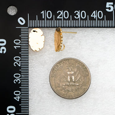 10pcs Gold Oval Disc Earring with Loop 14x9mm, Rustic Geometric Stud Earring Components (GB-4154)