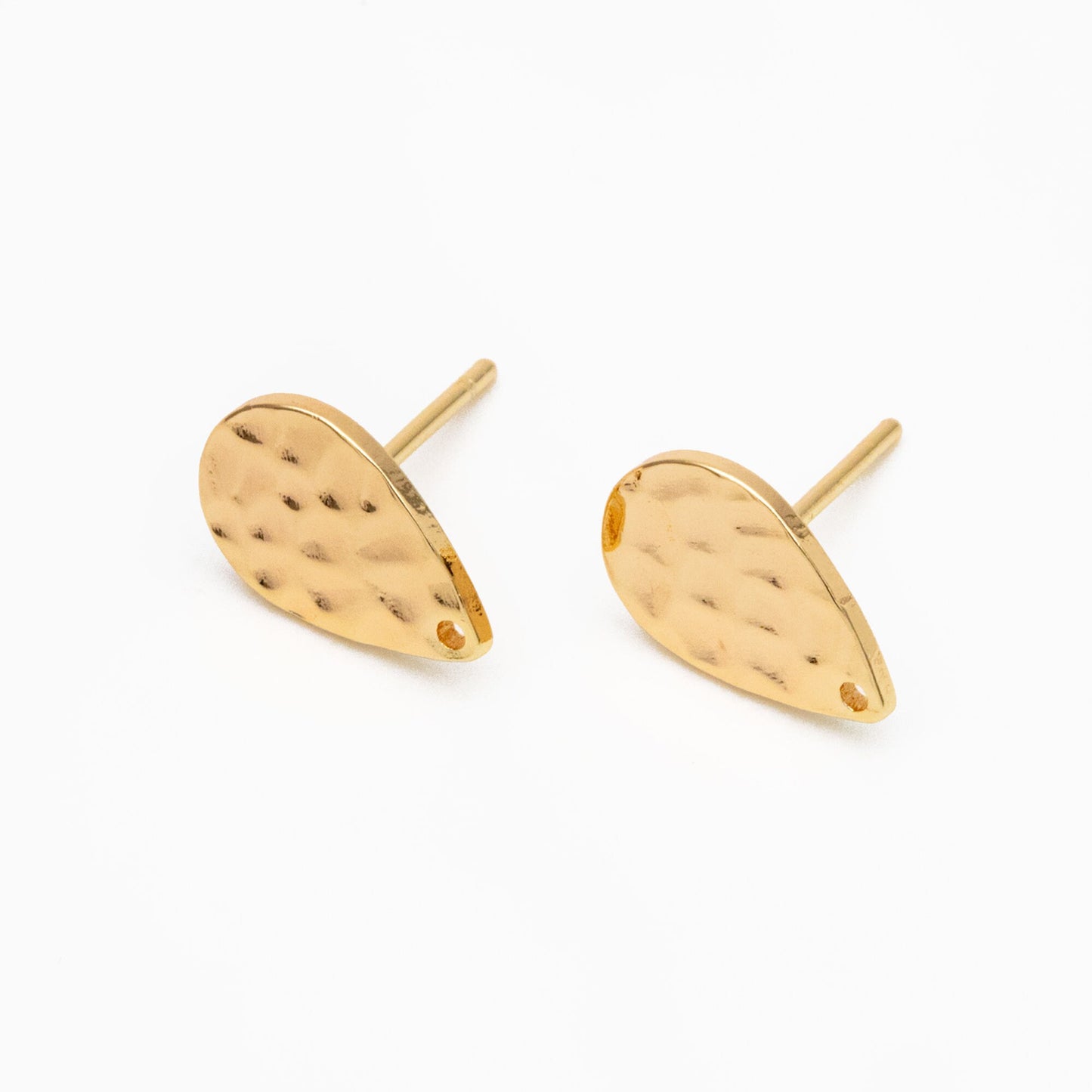10pcs Gold Teardrop Earring with Loop, 11.5x8mm, 18K Gold Plated Brass Geometric Earring Studs (GB-4160)