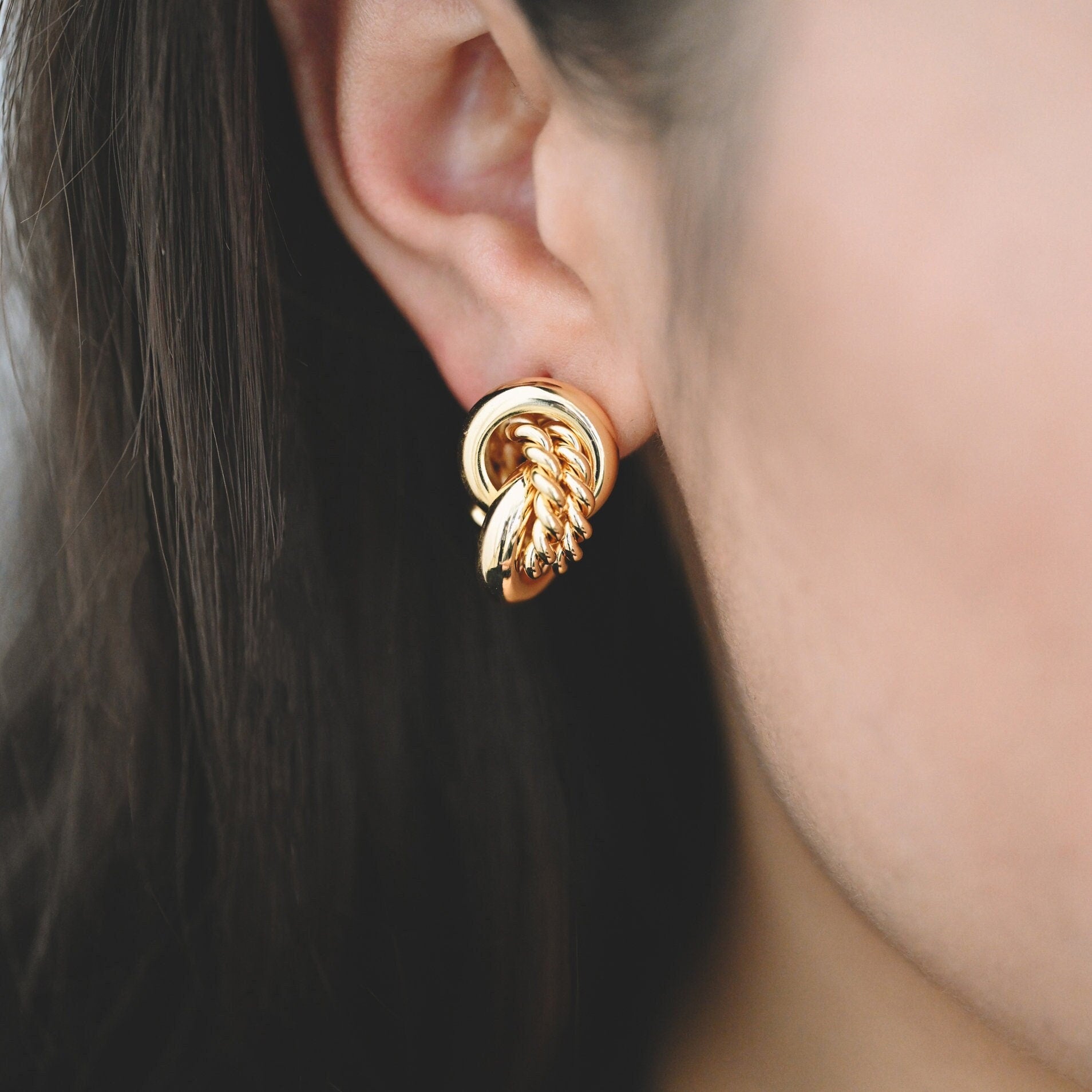 4pcs Gold Earrings, Minimalist Earrings, Modern Thick Earrings (GB-1852)