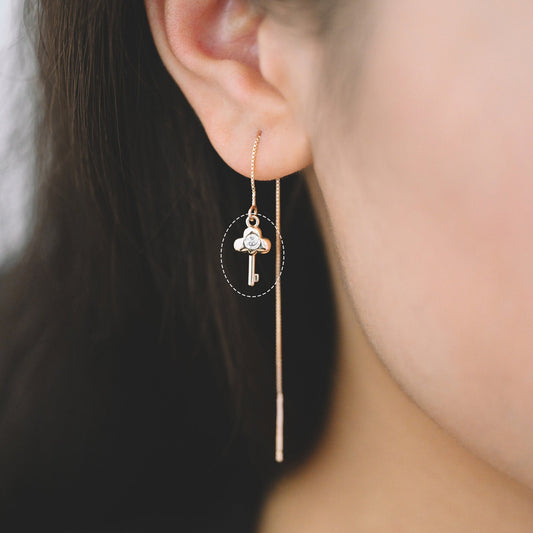 10pcs Gold plated Brass Key Charm, CZ pave Key Pendant (GB-1912)