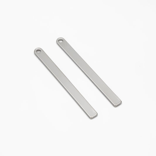10pcs Gold/ Silver Long Bar Charms, Real Gold/ Rhodium plated Brass Rectangle Bar Pendant (GB-4139)