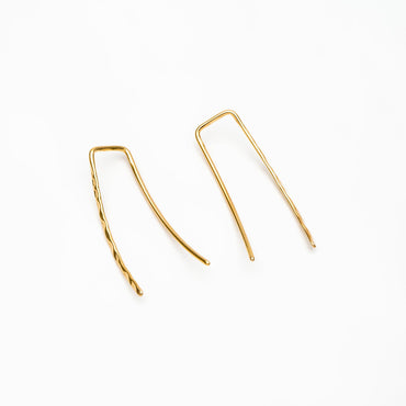 10pcs Gold Minimalist Ear Climber 25mm, 18K Gold plated Brass Ear Crawler (GB-4144)