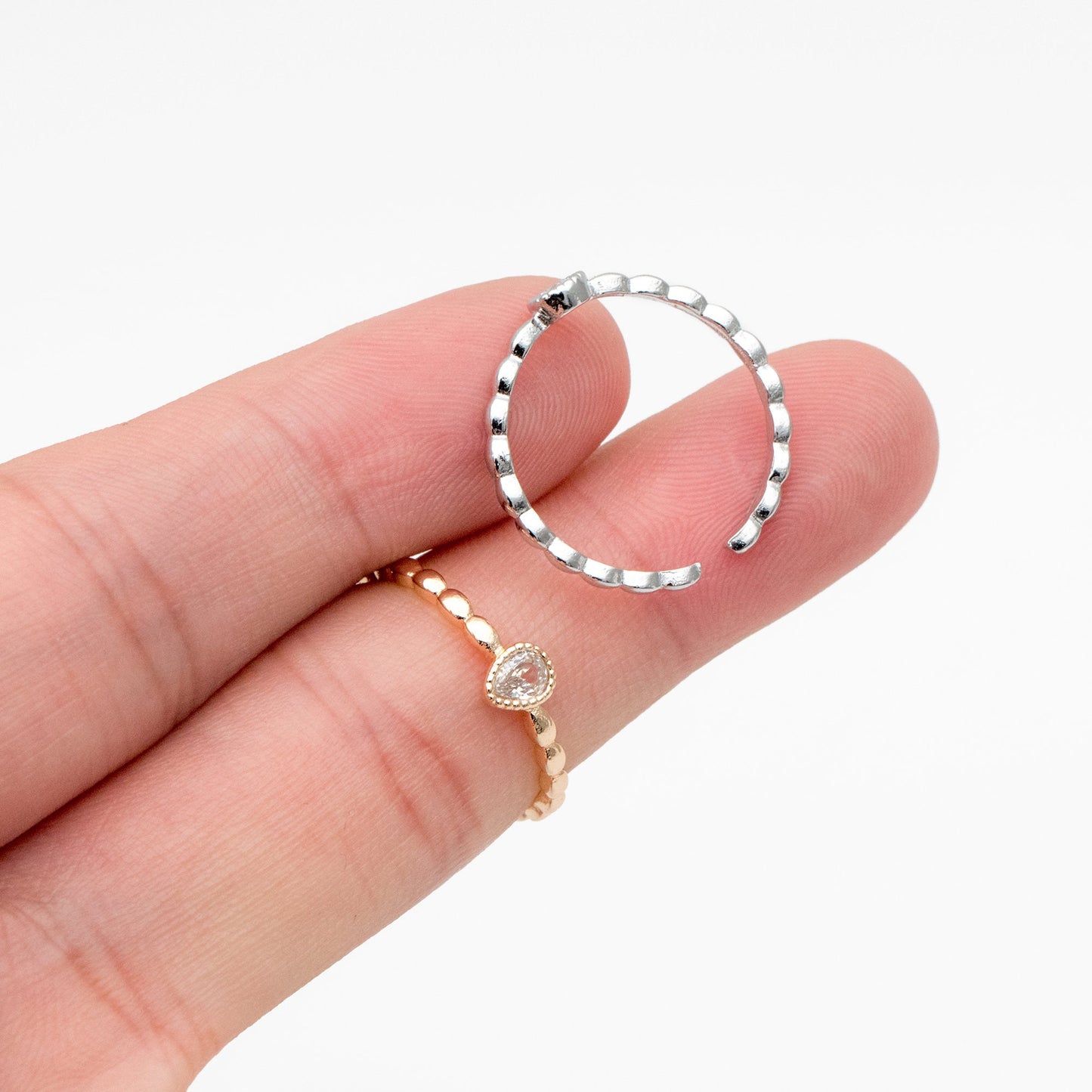 4pcs CZ Pave Gold/ Silver Teardrop Ring, Dainty Ring, Thin Ring, Everyday Ring (#JZ-022-B)