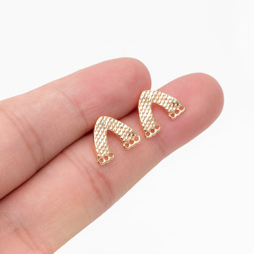 10pcs Gold V-Shaped Earring with Holes, 18K Gold plated Brass Stud Earrings (GB-3226-B)
