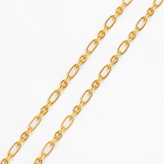 Gold/ rhodium/ Rose Gold plated Brass Oval Cable Chains 2.4mm, Figaro Chain Supplies Wholesale (#LK-285)/ 1 Meter=3.3 ft